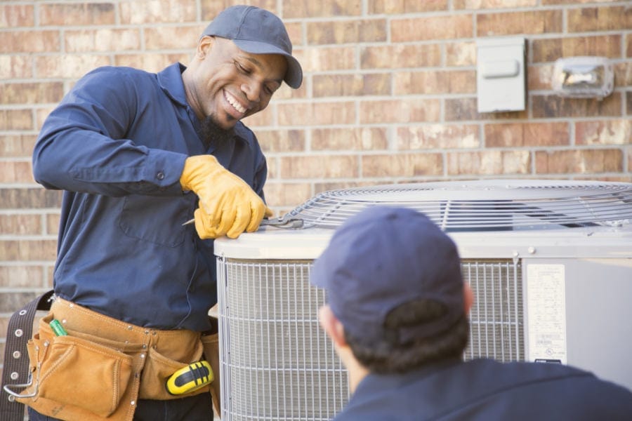 Air conditioning technician outside in Austin